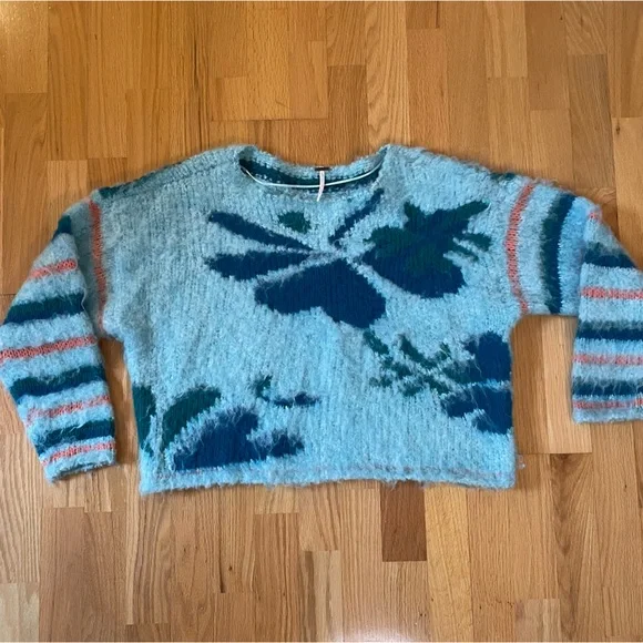 Free People Lily Pullover Sweater in Mosaic Sky Combo Extra Small - Picture 9 of 11